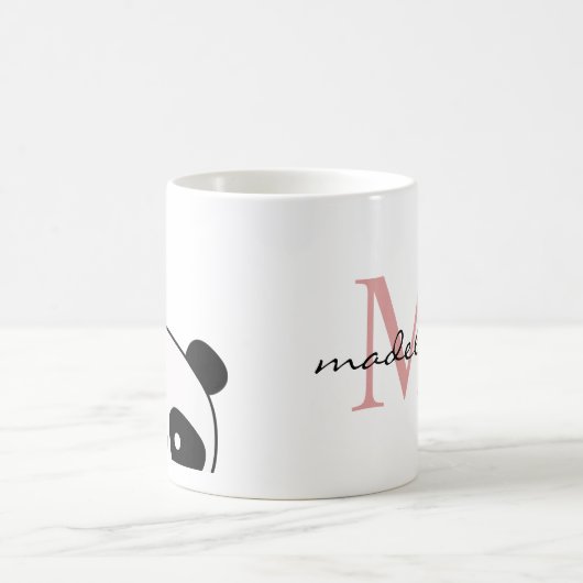 Niedliche Panda Monogram Script Kaffeetasse (Mittel)