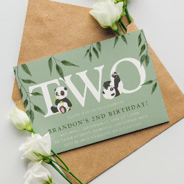 Niedliche Panda-Neutral-Party Einladung 2. Geburts