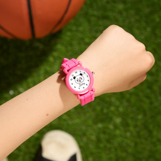 Niedliche Panda Panda Pink Silikon Girl's Uhr für  (Handgelenk)