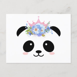 Niedliche Panda-Prinzessin-Blumenkrone Postkarte