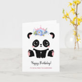 Niedliche Panda-Prinzessin Happy Birthday Karte (Gelbe Blume)