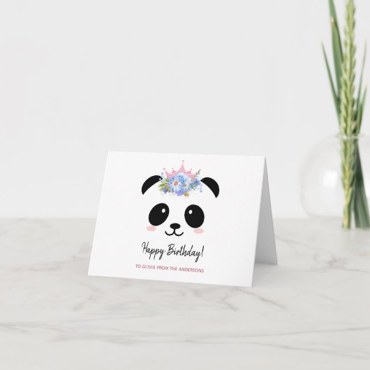Niedliche Panda-Prinzessin Happy Birthday Karte (Vorderseite)
