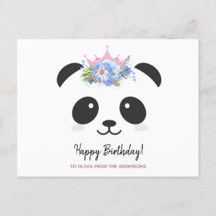 Niedliche Panda-Prinzessin Happy Birthday personal Postkarte