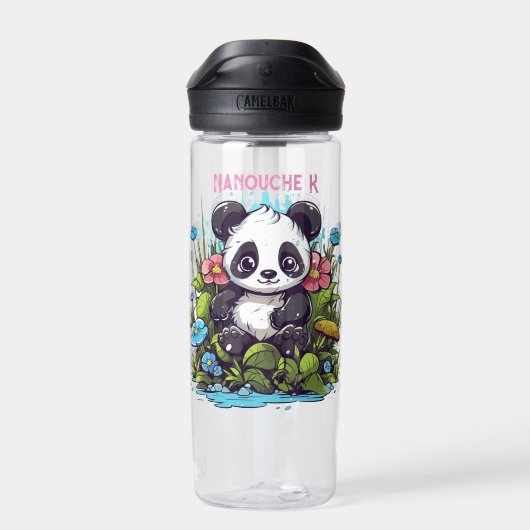 niedliche Panda und Blume Trinkflasche (Rückseite)