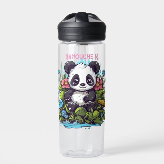 niedliche Panda und Blume Trinkflasche (Vorderseite)