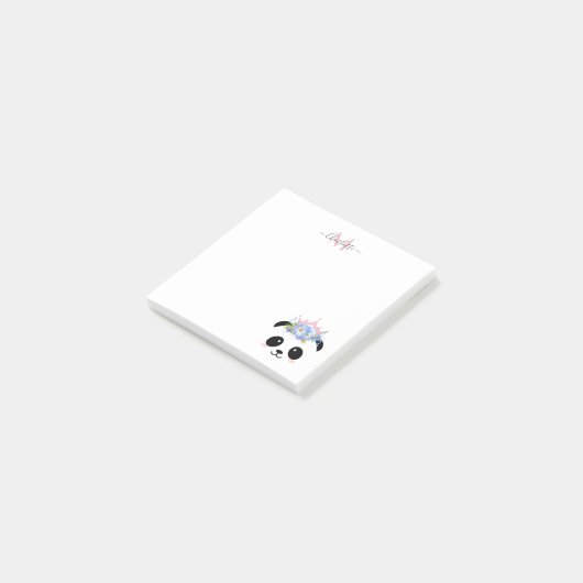 Niedliche Pandabärprinzessin, personalisiert  Post-it Klebezettel (angewinkelt)