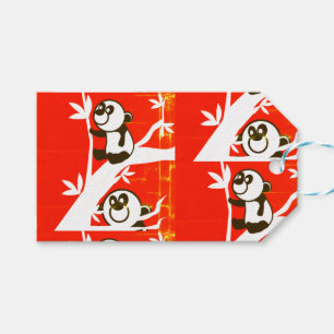 Niedliche Pandas auf einem Bambusbaum Geschenkanhänger