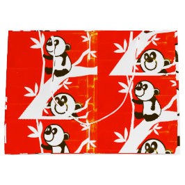 Niedliche Pandas auf einem Bambusbaum Große Geschenktüte