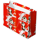 Niedliche Pandas auf einem Bambusbaum  Große Geschenktüte (Vorderseite Schrägansicht)