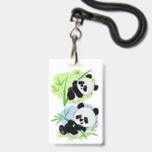 Niedliche Pandas-benutzerdefinierte Abzeichen Ausweis (Rückseite mit Lanyard)