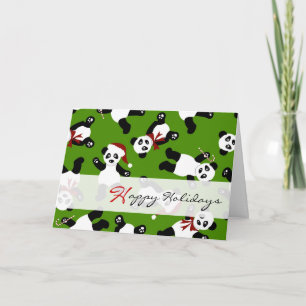 Niedliche Pandas Happy Holidays Weihnachtsmannmütz Feiertagskarte