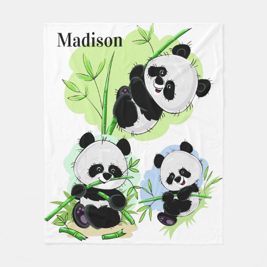 Niedliche Pandas individuelle Name Fleece-Decken Fleecedecke (Vorderseite)