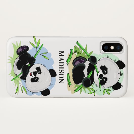 Niedliche Pandas individuelle Name-Gehäuse Case-Mate iPhone Hülle (Rückseite (Horizontal))