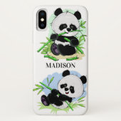 Niedliche Pandas individuelle Name-Gehäuse Case-Mate iPhone Hülle (Rückseite)
