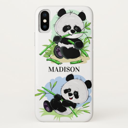 Niedliche Pandas individuelle Name-Gehäuse Case-Mate iPhone Hülle (Rückseite)