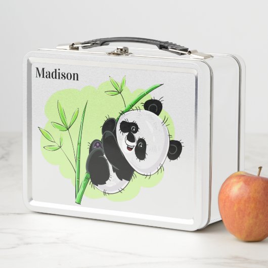 Niedliche Pandas individuelle Name Lunch Box (Beispiel)