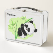Niedliche Pandas individuelle Name Lunch Box (Vorderseite)