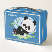 Niedliche Pandas individuelle Name Lunch Box (Rückseite)