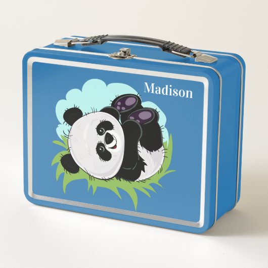 Niedliche Pandas individuelle Name Lunch Box (Vorderseite)