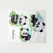 Niedliche Pandas individuelle Name Tapisserien Wandteppich (Vorderseite (Horizontal))