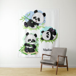 Niedliche Pandas individuelle Name Tapisserien Wandteppich