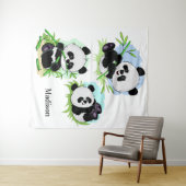 Niedliche Pandas individuelle Name Tapisserien Wandteppich (Beispiel (Horizontal))