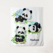 Niedliche Pandas individuelle Name Tapisserien Wandteppich (Vorderseite)