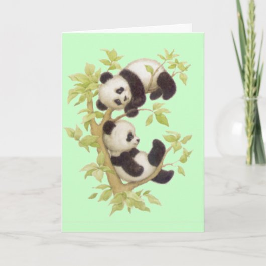 Niedliche Pandas Karte (Vorderseite)