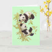 Niedliche Pandas Karte (Gelbe Blume)