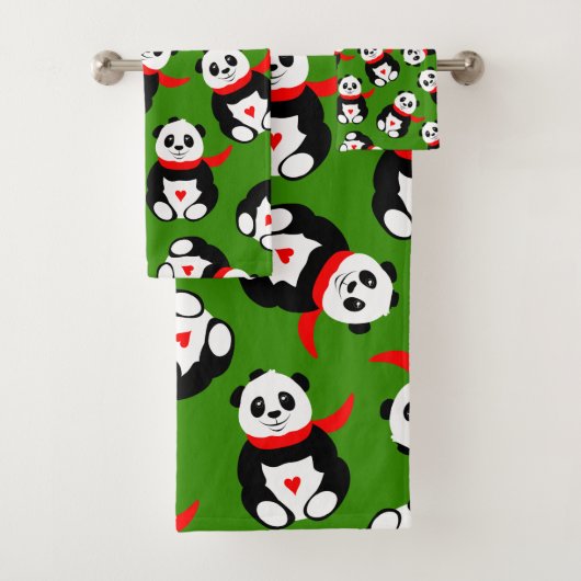 Niedliche Pandas mit britischen Bowler-Hats und Re Badhandtuch Set (Insitu)