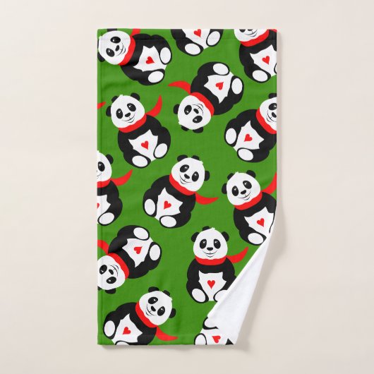 Niedliche Pandas mit britischen Bowler-Hats und Re Badhandtuch Set (Handtuch)