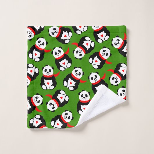 Niedliche Pandas mit britischen Bowler-Hats und Re Badhandtuch Set (Waschlappen)