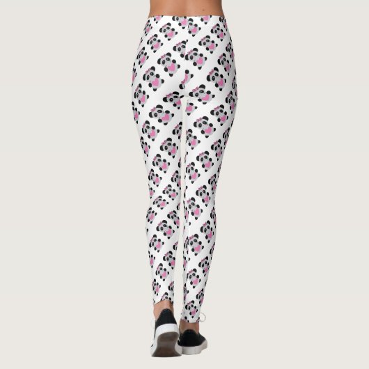 Niedliche Pandas mit rosa Herzen Leggings (Rückseite)