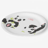 Niedliche Pandas Pappteller (Schrägansicht)