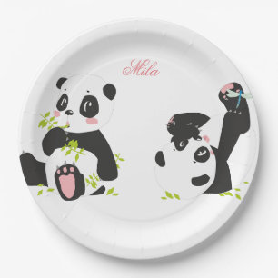 Niedliche Pandas Pappteller