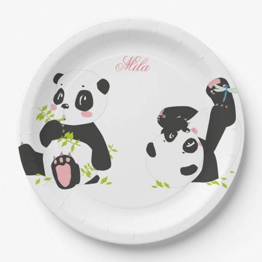 Niedliche Pandas Pappteller (Vorderseite)