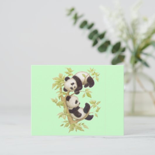 Niedliche Pandas Postkarte (Stehend Vorderseite)