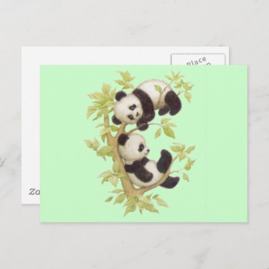 Niedliche Pandas Postkarte (Vorne/Hinten)