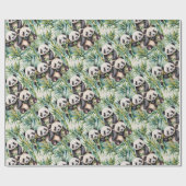 Niedliche Pandas und Bamboo Geschenkpapier (Flach)