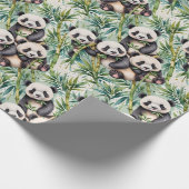 Niedliche Pandas und Bamboo Geschenkpapier (Ecke)