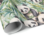 Niedliche Pandas und Bamboo Geschenkpapier (Rolleneckpunkt)