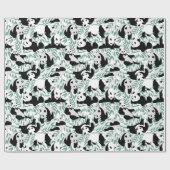 Niedliche Pandas und Blätter Geschenkpapier (Flach)