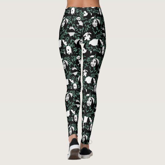 Niedliche Pandas und Blätter Leggings (Rückseite)