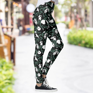 Niedliche Pandas und Blätter Leggings