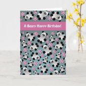 Niedliche Pandas und Blume Geburtskarte Karte (Gelbe Blume)