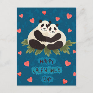 Niedliche Pandas Valentinstag Postkarte