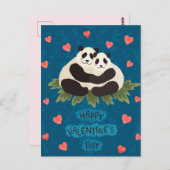 Niedliche Pandas Valentinstag Postkarte (Vorne/Hinten)