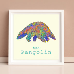 Niedliche Pangolin-farbene Tierkunst Poster