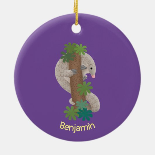 Niedliche Pangolin-Vorführung Keramik Ornament (Hinten)