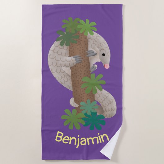 Niedliche Pangolin-Vorführung Strandtuch (Vorderseite)